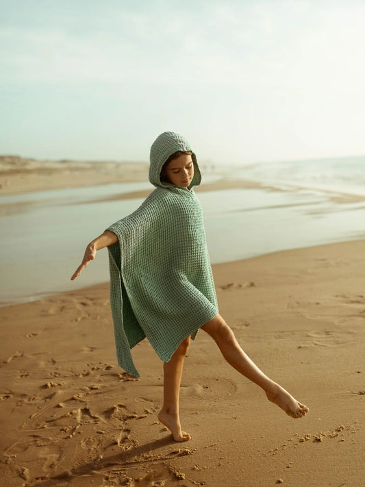 Sage Linen Waffle Poncho