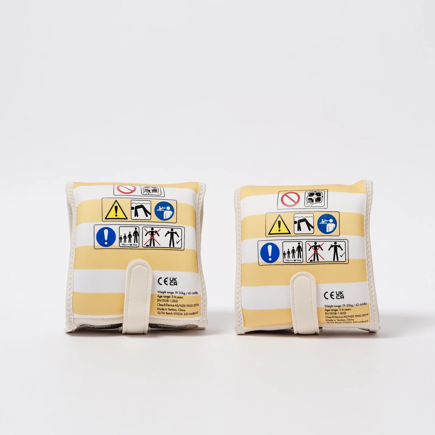 Kids Neoprene Arm Bands Sid the Seagull Mustard Stripe