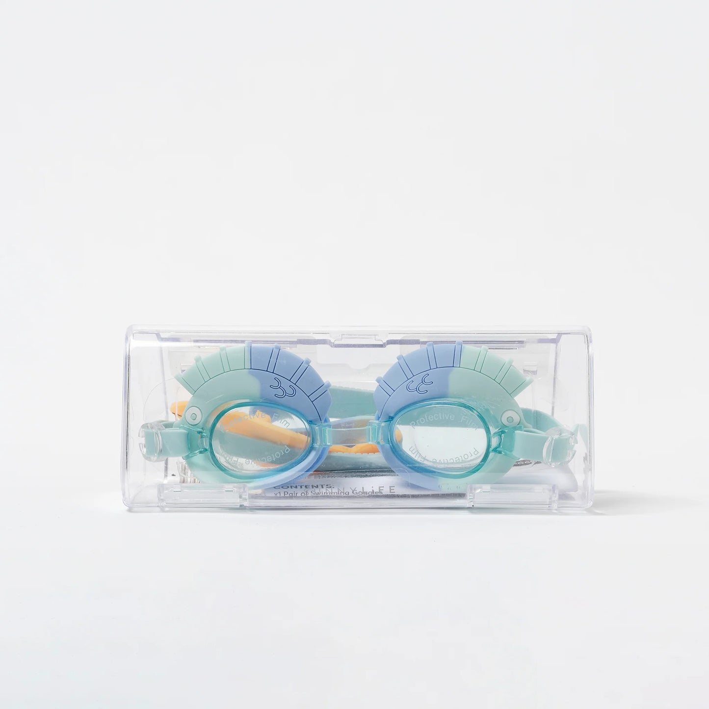 Kids Swim Goggles Finn the Fish Aqua Blue