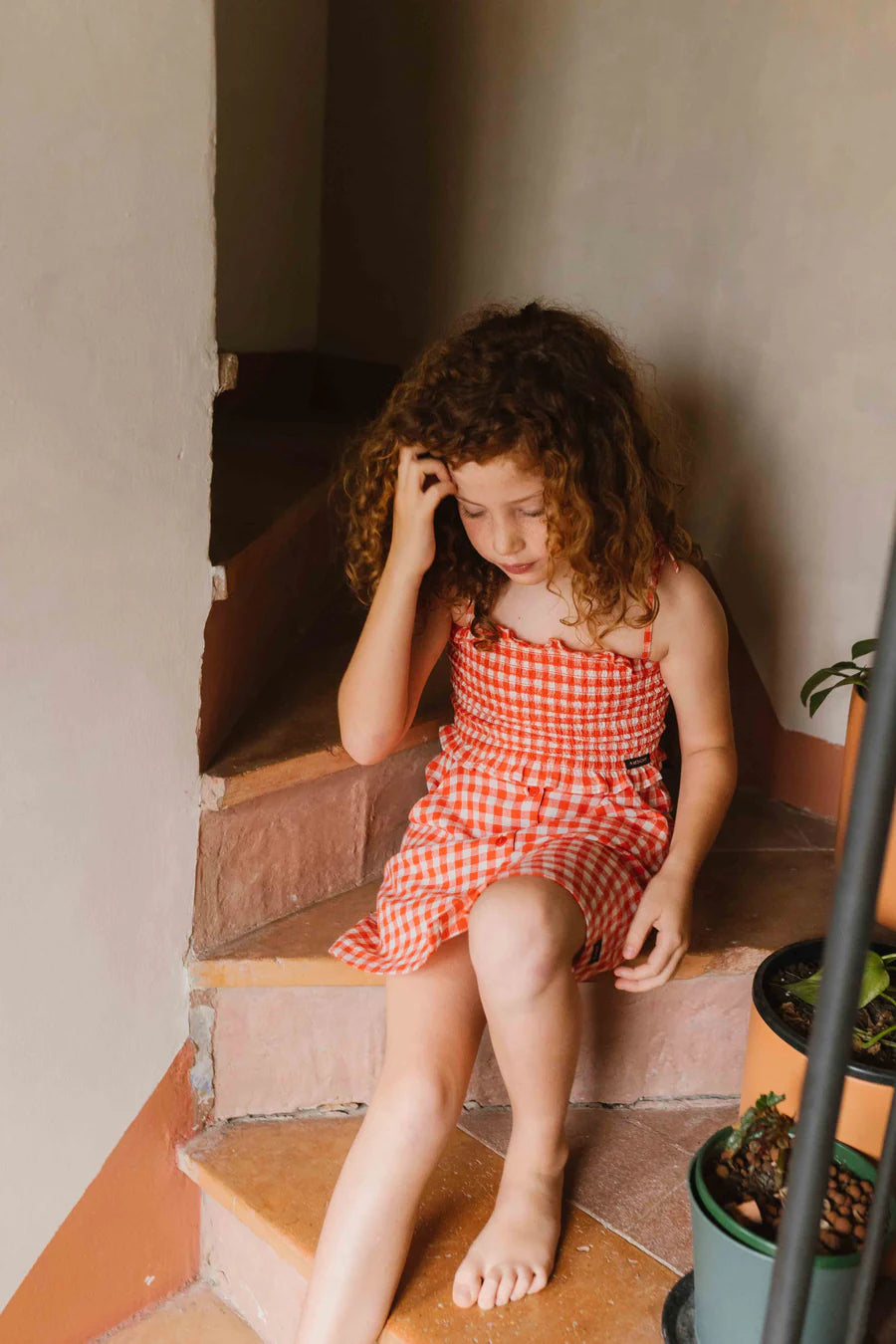 Polly Top - Poppy Check