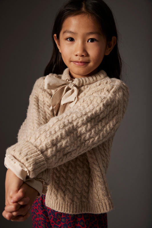Tweed Tricot Bows Cardigan