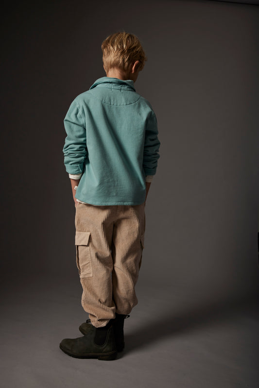 Wide Corduroy Stone Cargo Pants