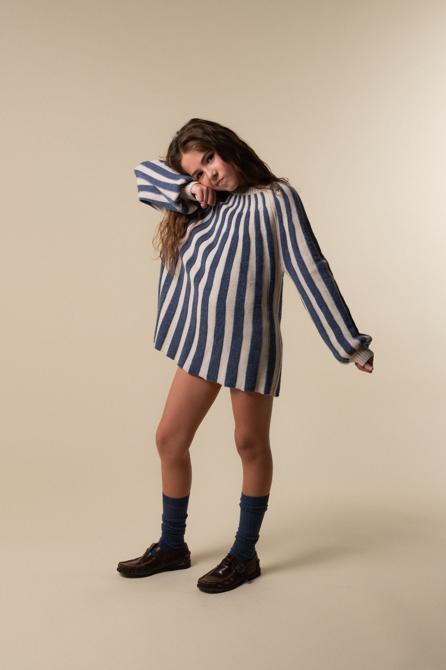 Navy stripes knit dress