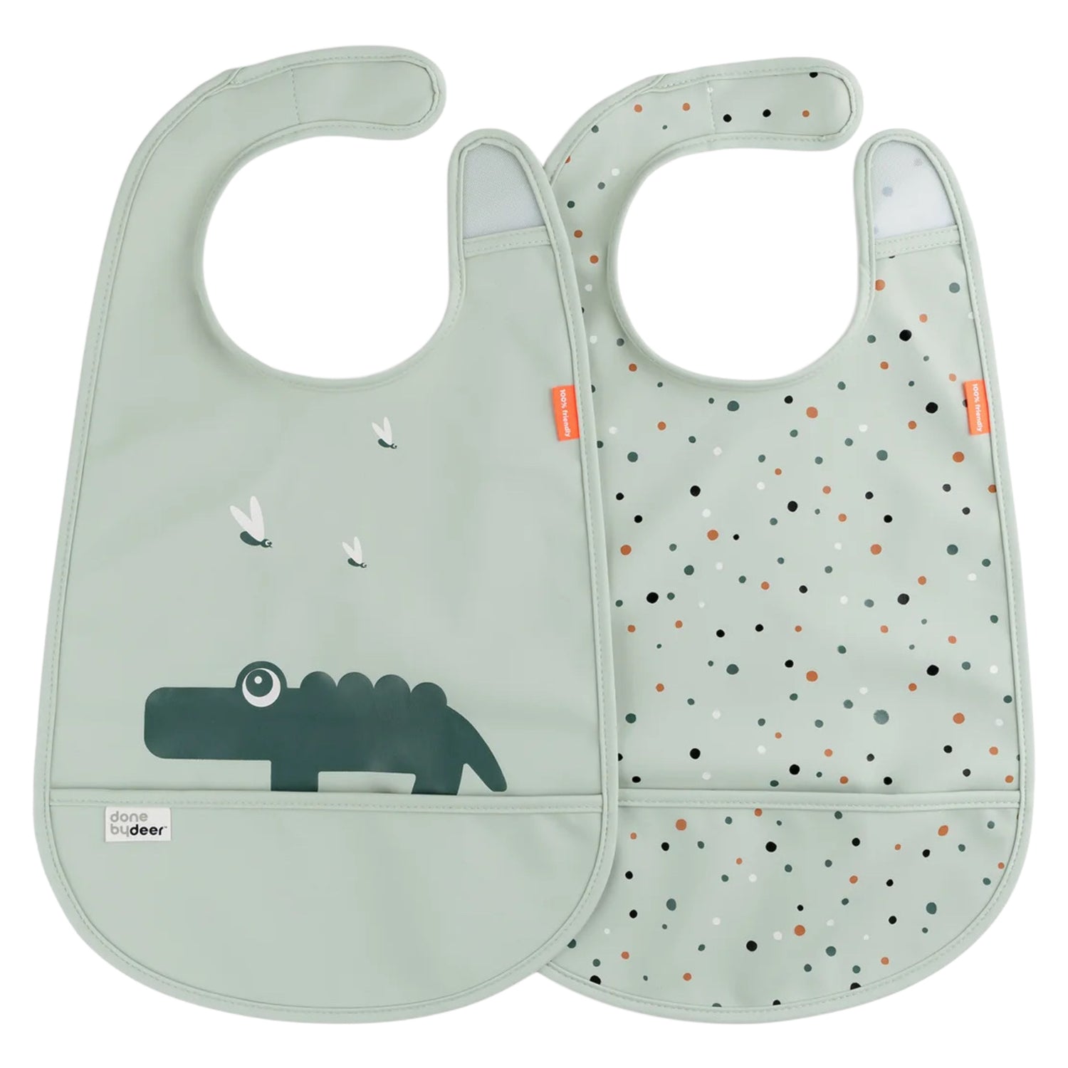 Bib With Velcro 2 Pack Croco Green