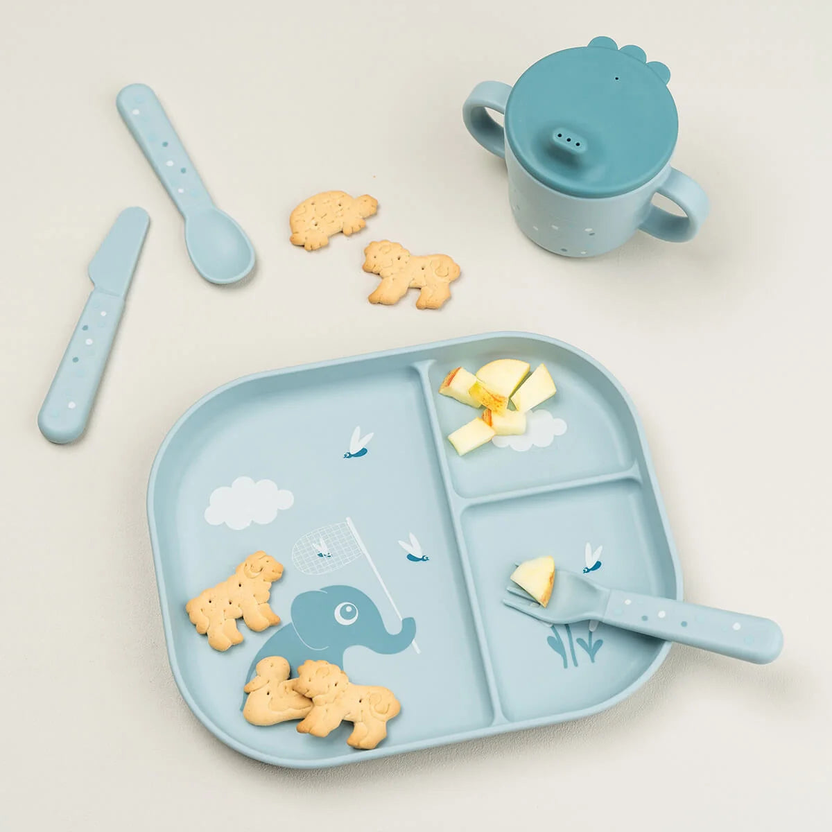 Foodie Compartment Plate Elphee Blue