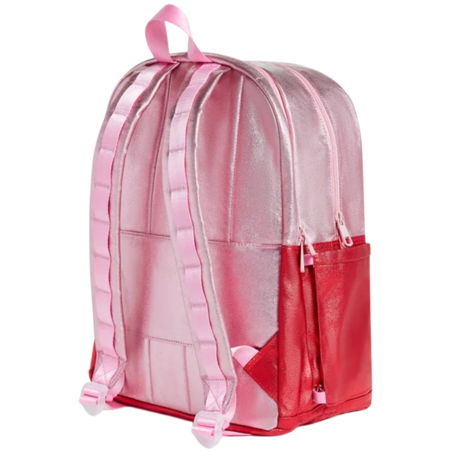 Pink / Red Metallic Double Pocket Backpack