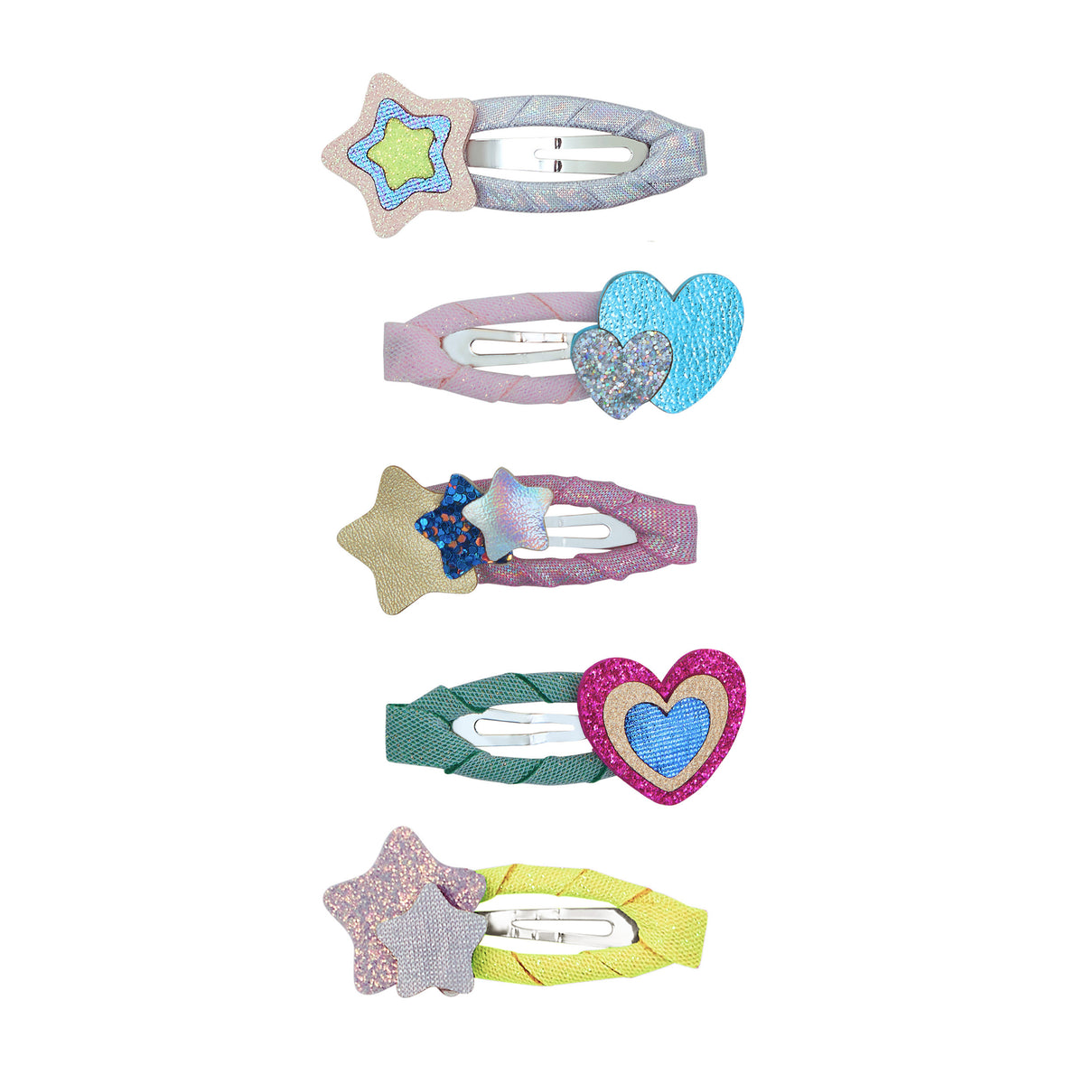 Layered Hearts And Stars Mini Hair Clips