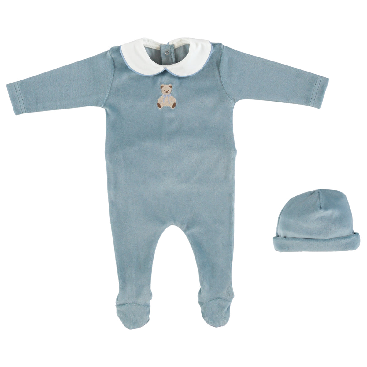 Eden Collar Overall Set Teddy Bear Velour