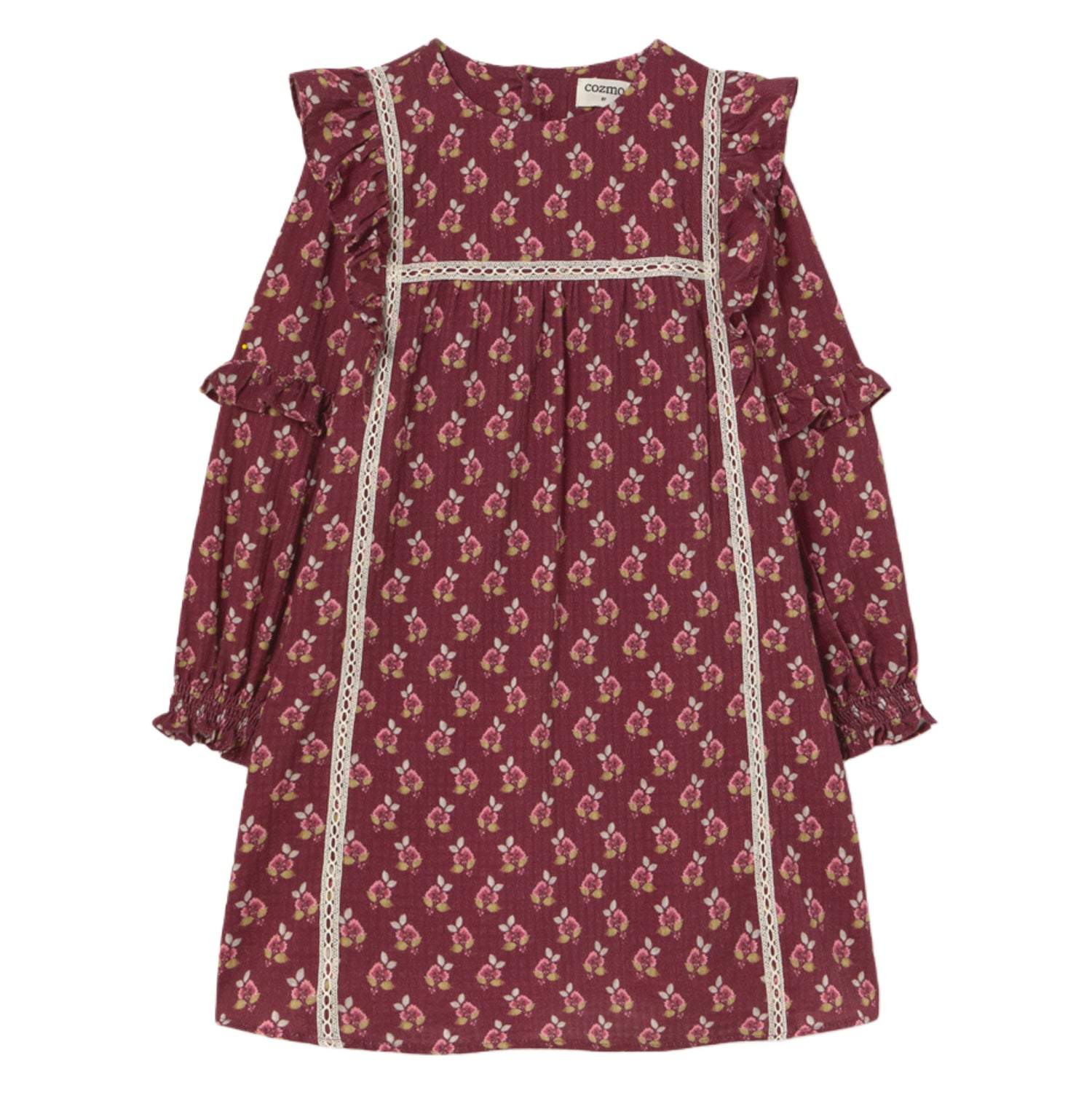 Burgundy Bloomed Textured Dress