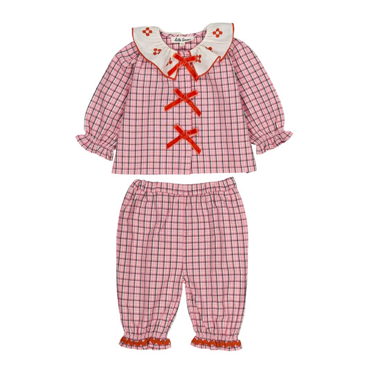 Pink Check Baby Set