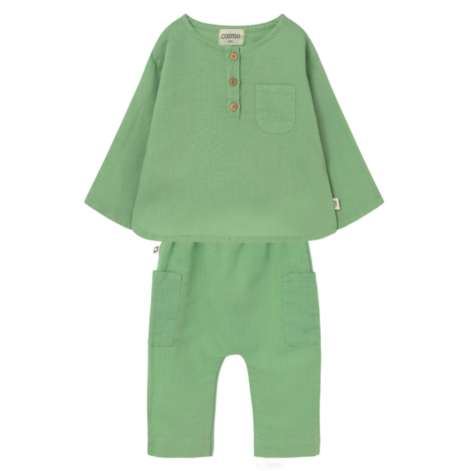 Alder Green Linen Baby Set
