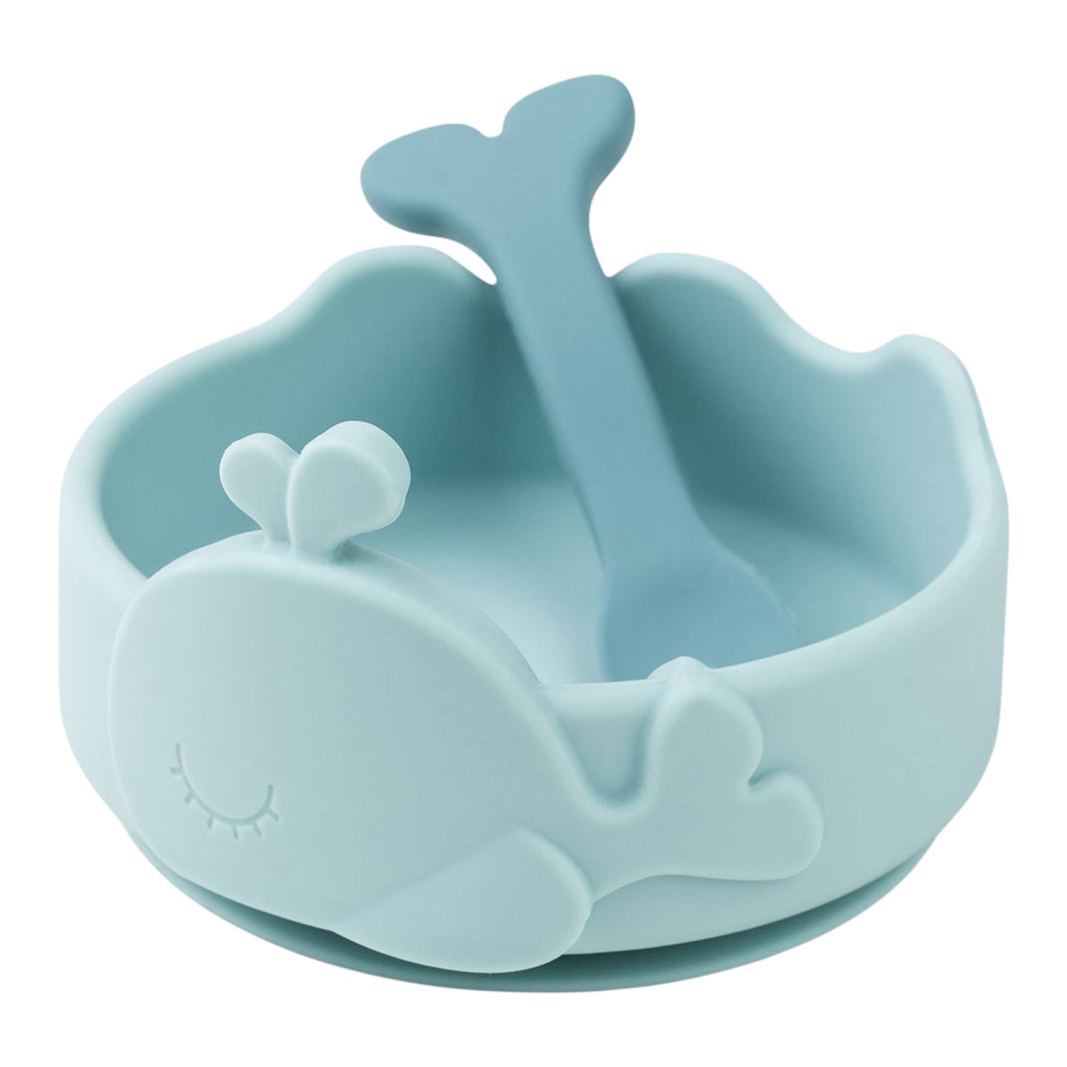 Stick&Stay Bowl & Baby Spoon Wally Blu