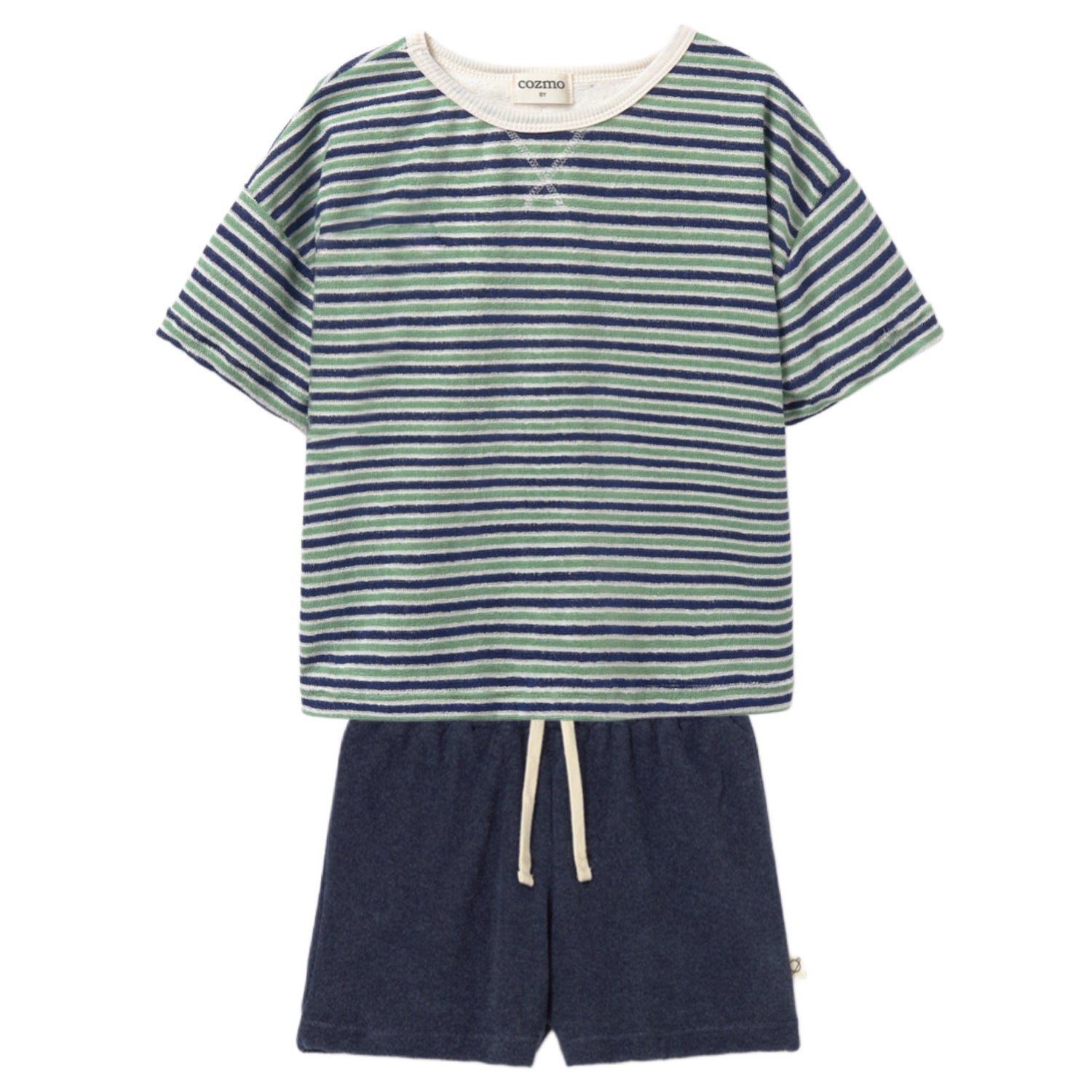 Blue Green Striped Terry Set