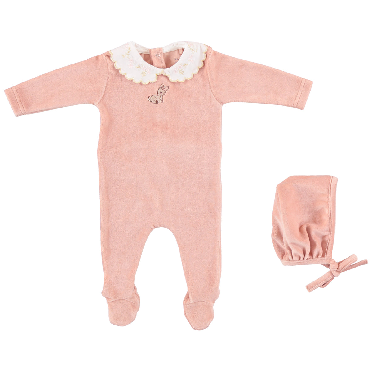 Ines Collar Overall Set Bamby Velour Pink