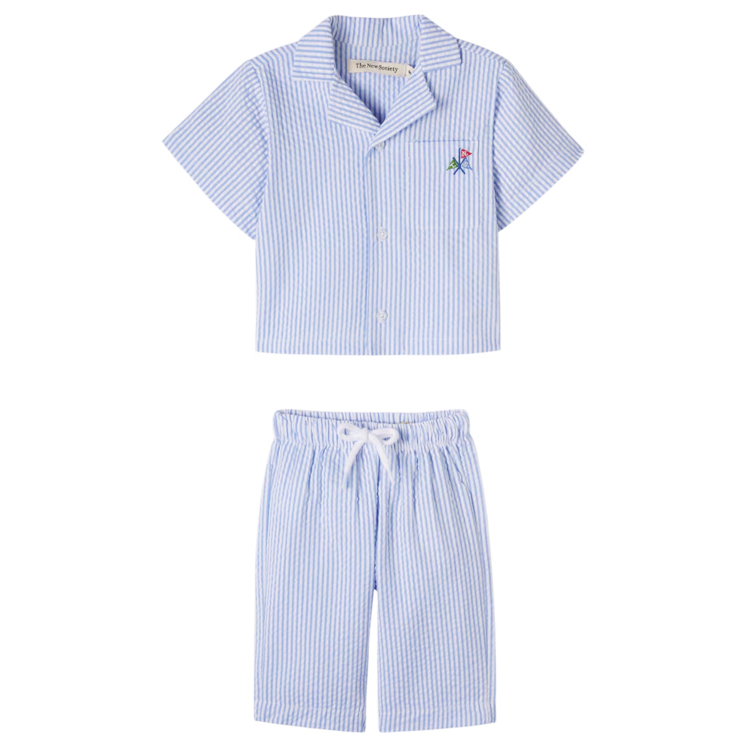 Almond Vista Blue Seersucker Stripes Set