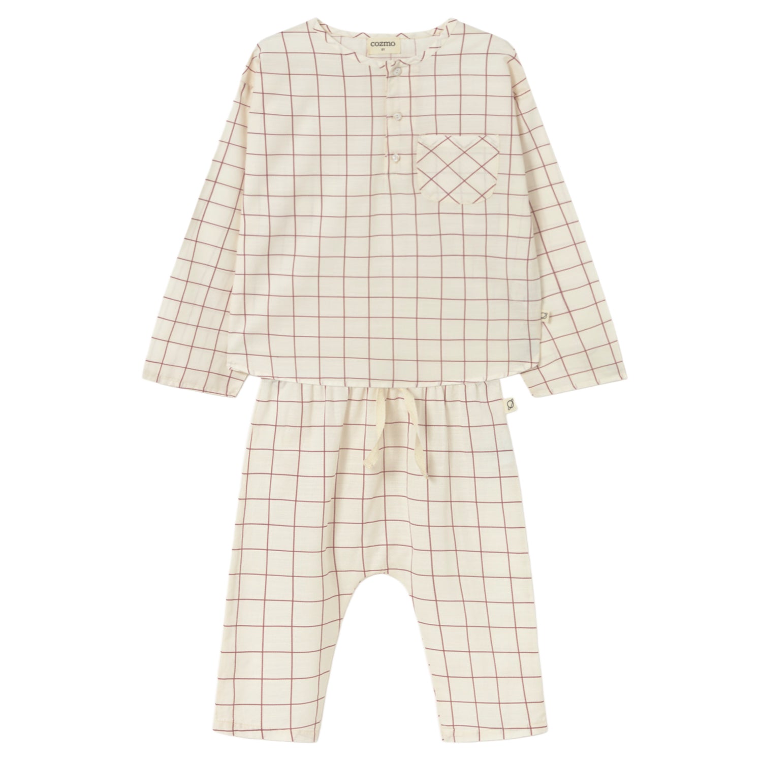 Ivory Slub Plaid Poplin Set