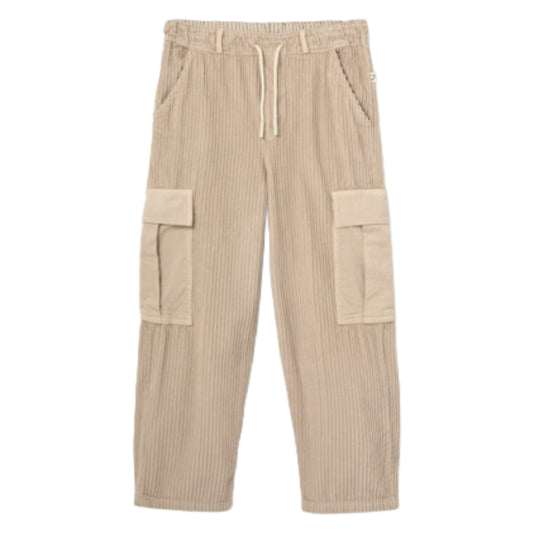 Wide Corduroy Stone Cargo Pants