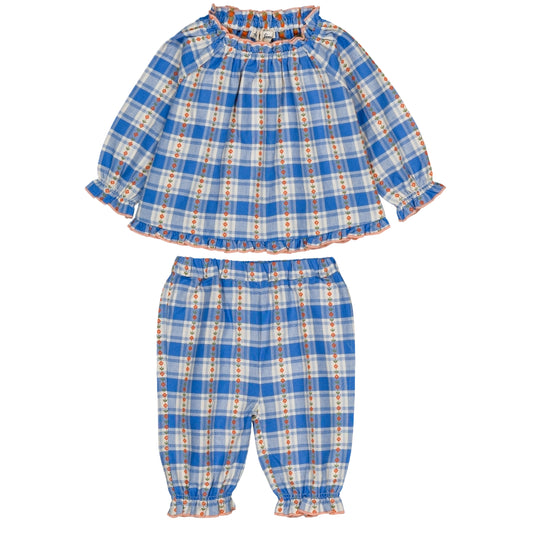 Blue Check Baby Set