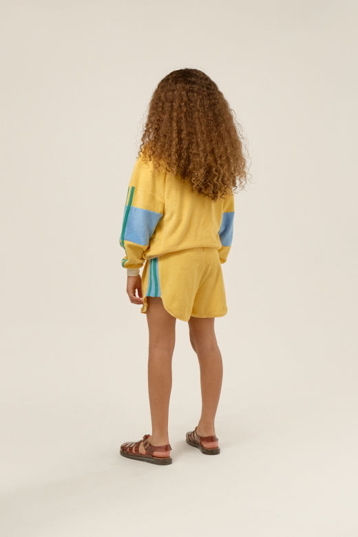 Yellow Color Block Kids Shorts
