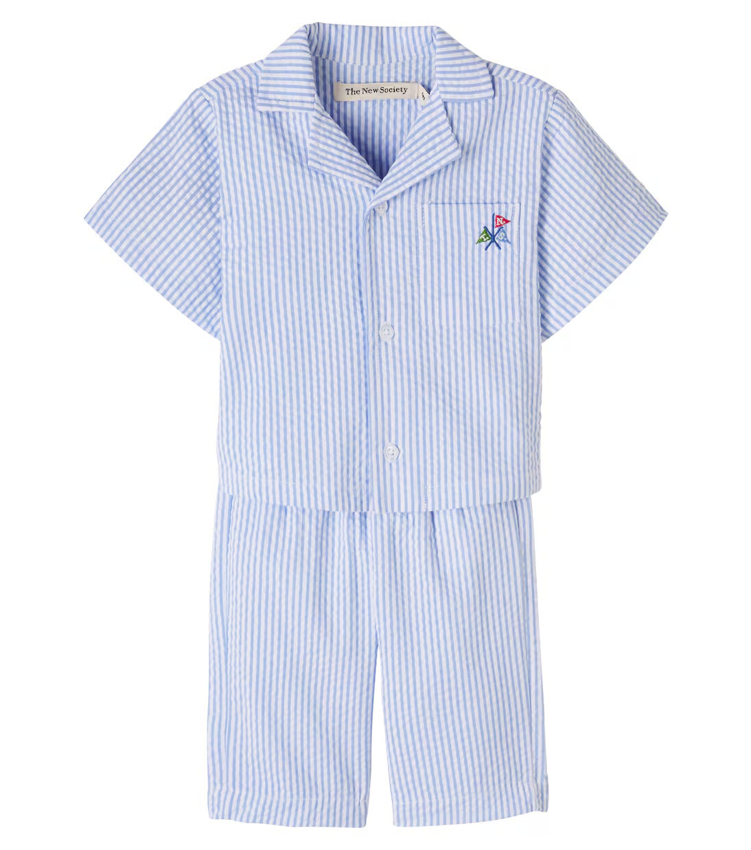 Almond Vista Blue Seersucker Stripes Set