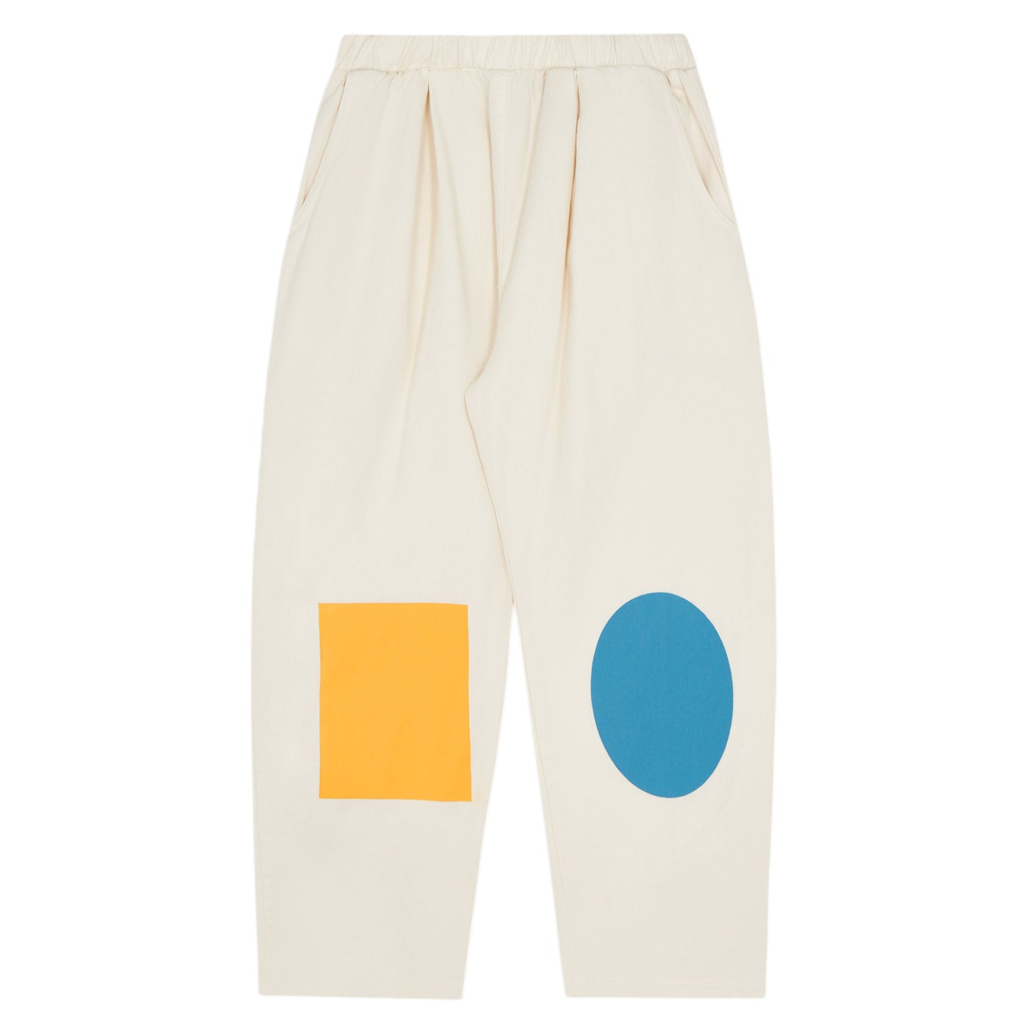 Bicolor Patches Ecru Trousers