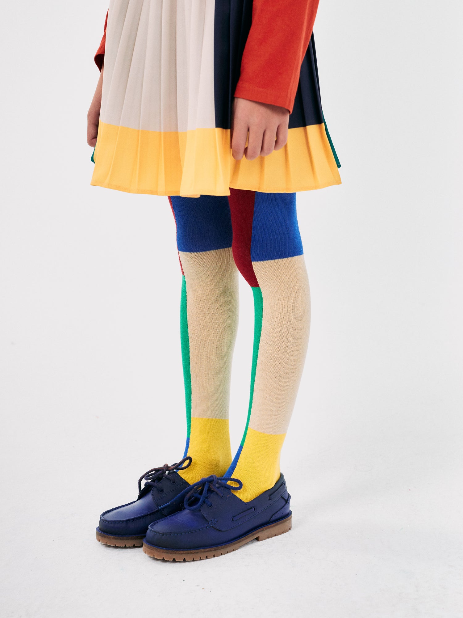 Color Block Pleated Woven Skirt