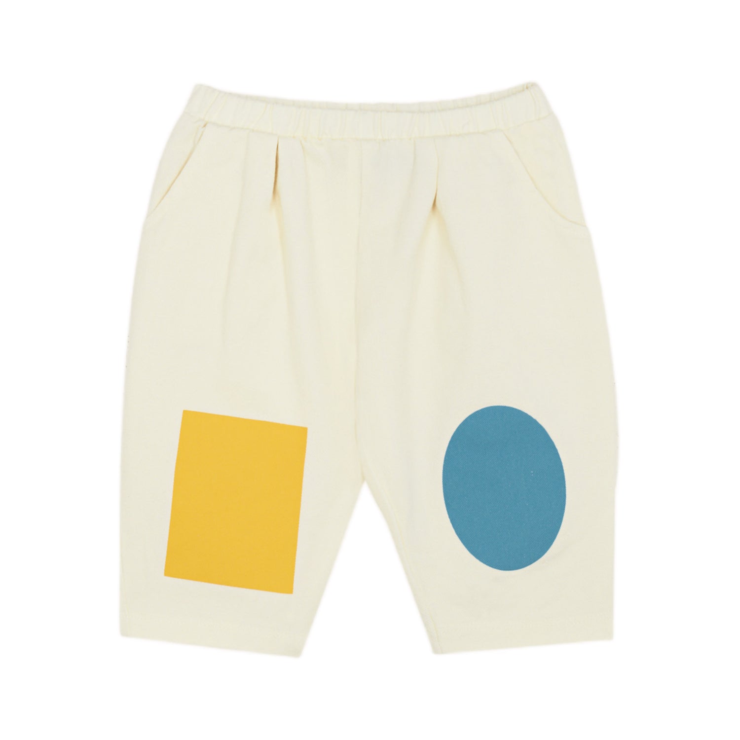 Bicolor Patches Ecru Baby Trousers