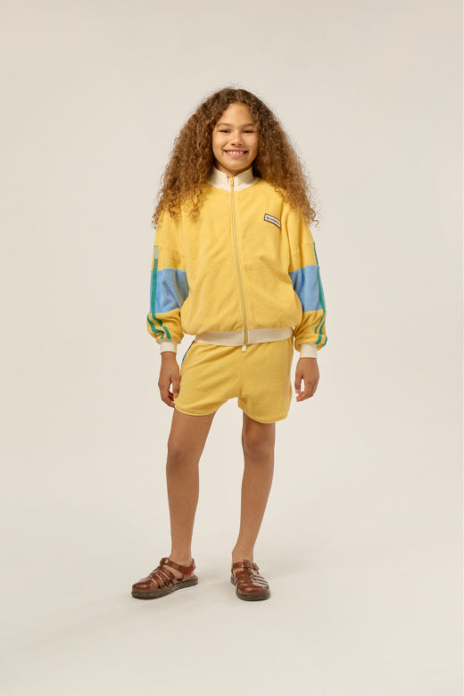 Yellow Color Block Kids Shorts