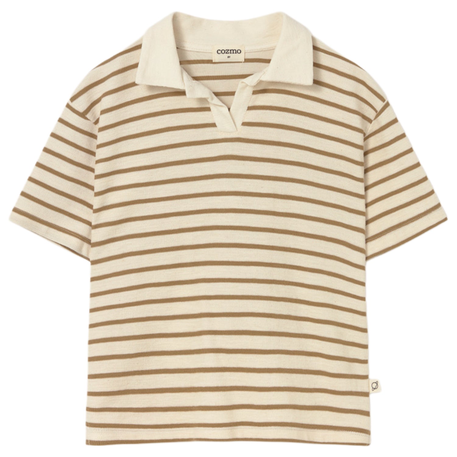 Drake Sand Striped Cotton Polo