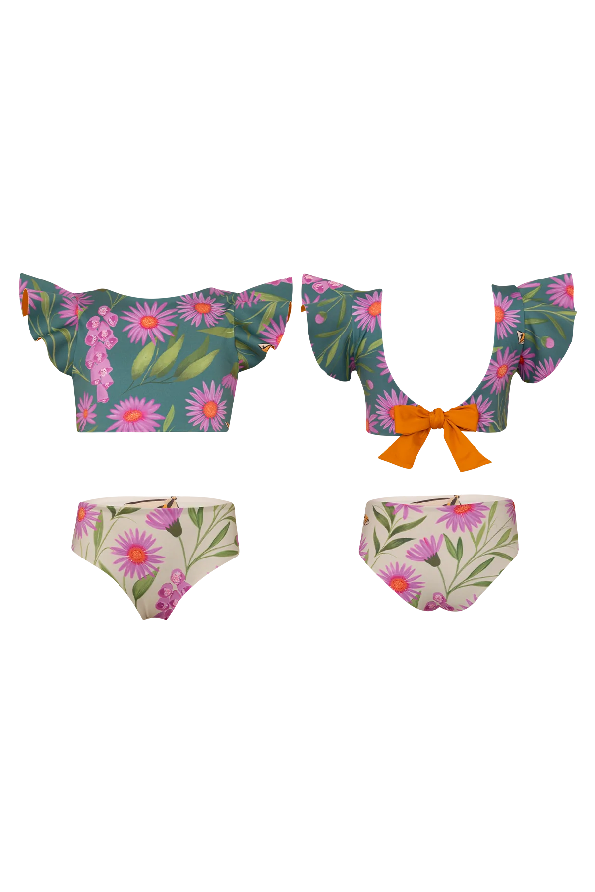 Dayana Bikini Arnica Verde - Reversible Button