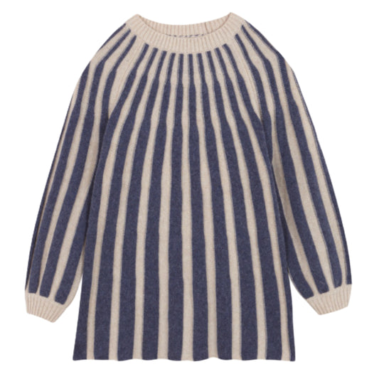 Navy stripes knit dress