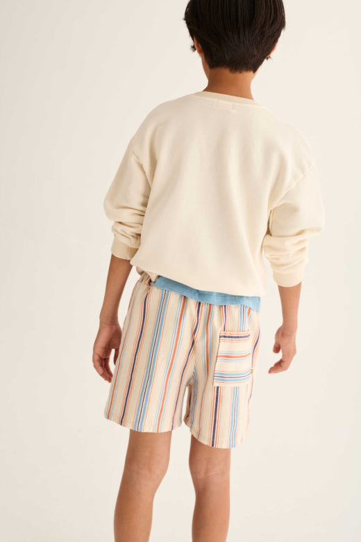 Zion Ivory Striped Cotton Bermuda Short