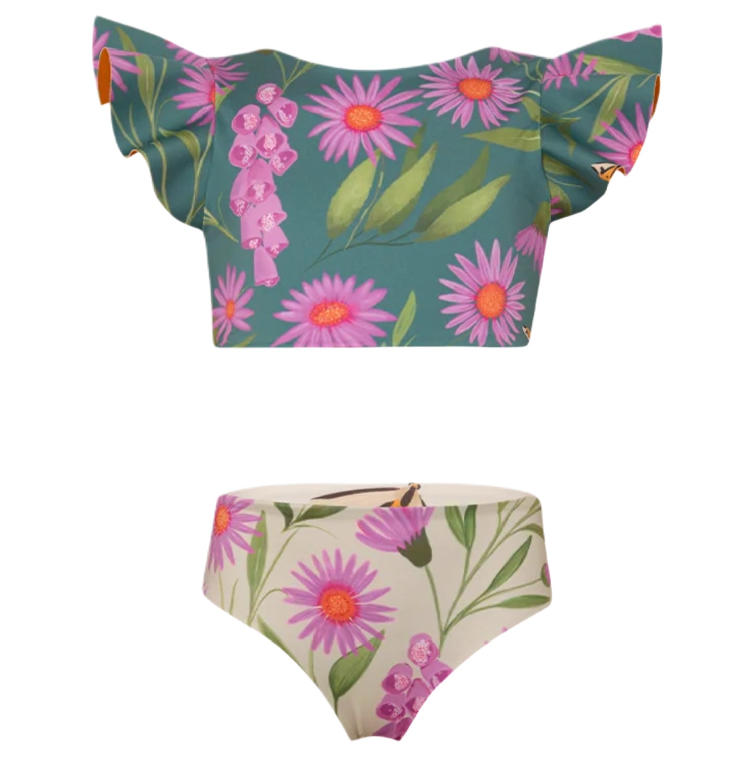 Dayana Bikini Arnica Verde - Reversible Button