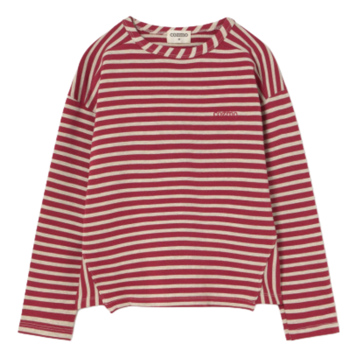 Striped Burgundy Elastic Fleece T-shirt