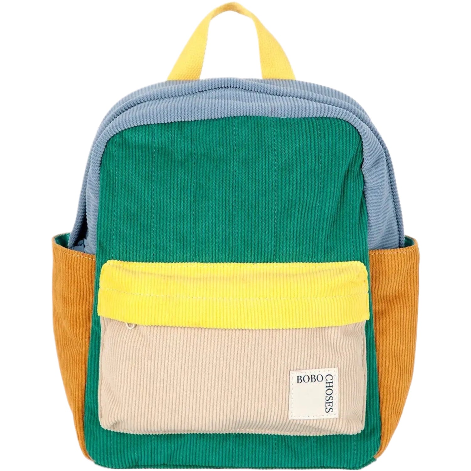 Color Block Padded Corduroy Schoolbag