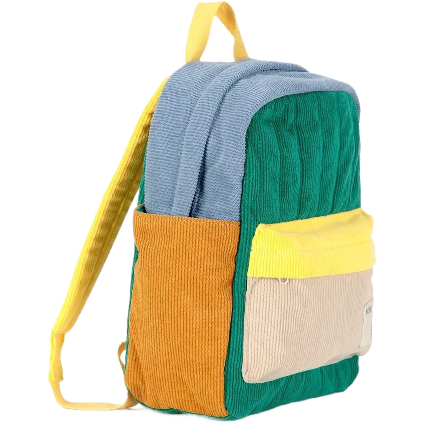 Color Block Padded Corduroy Schoolbag