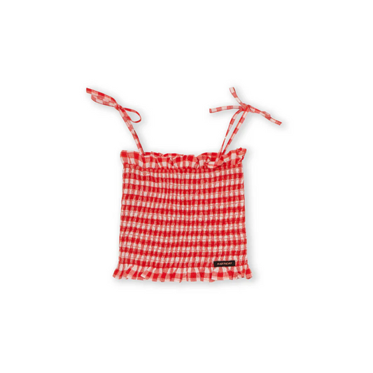 Polly Top - Poppy Check