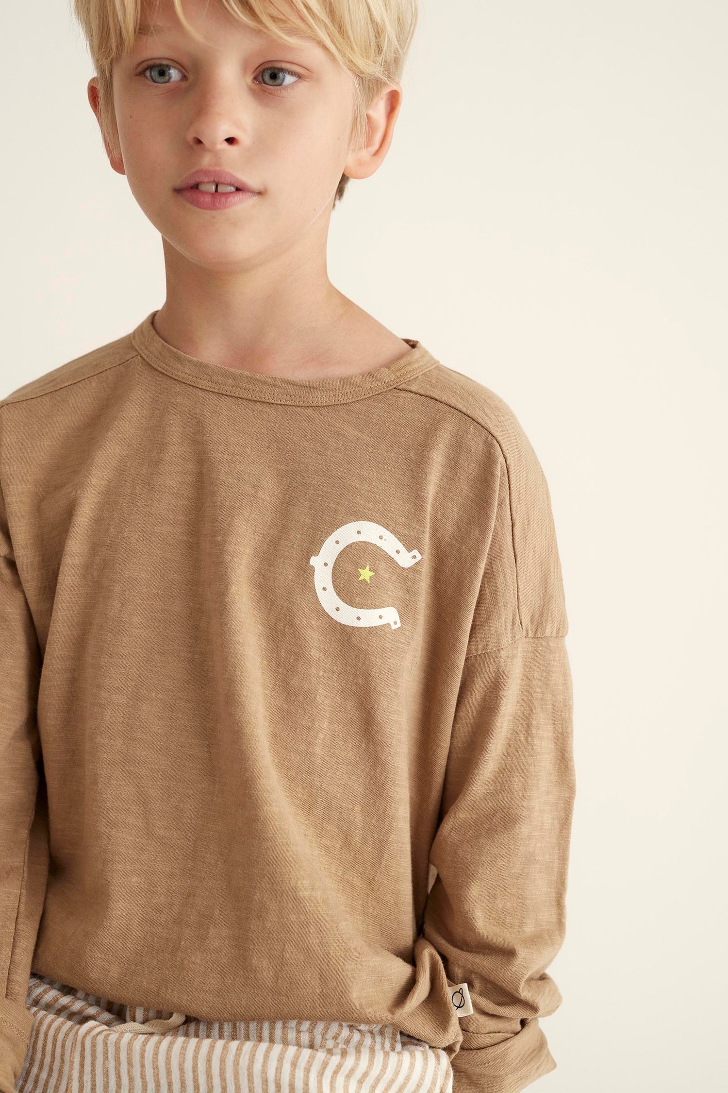 Horse Shoes Organic Plaid Gauze T-Shirt