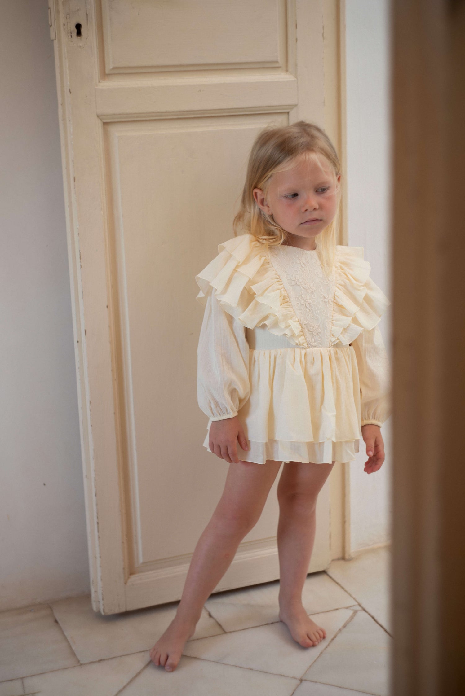 Triangular Yoke And Frills Romper