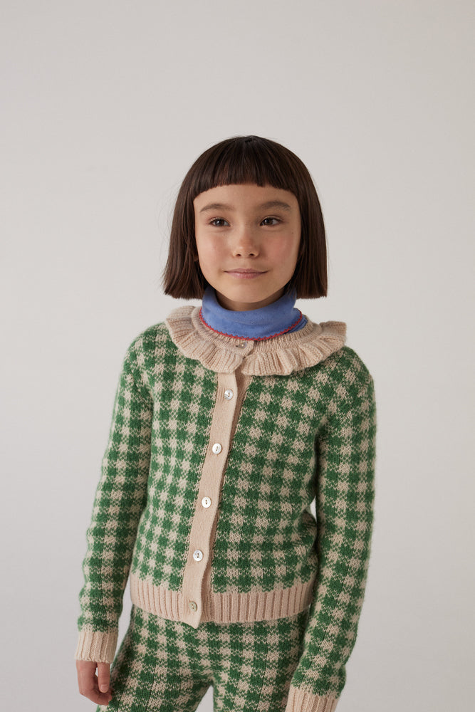 Sara Cardigan Gingham Green