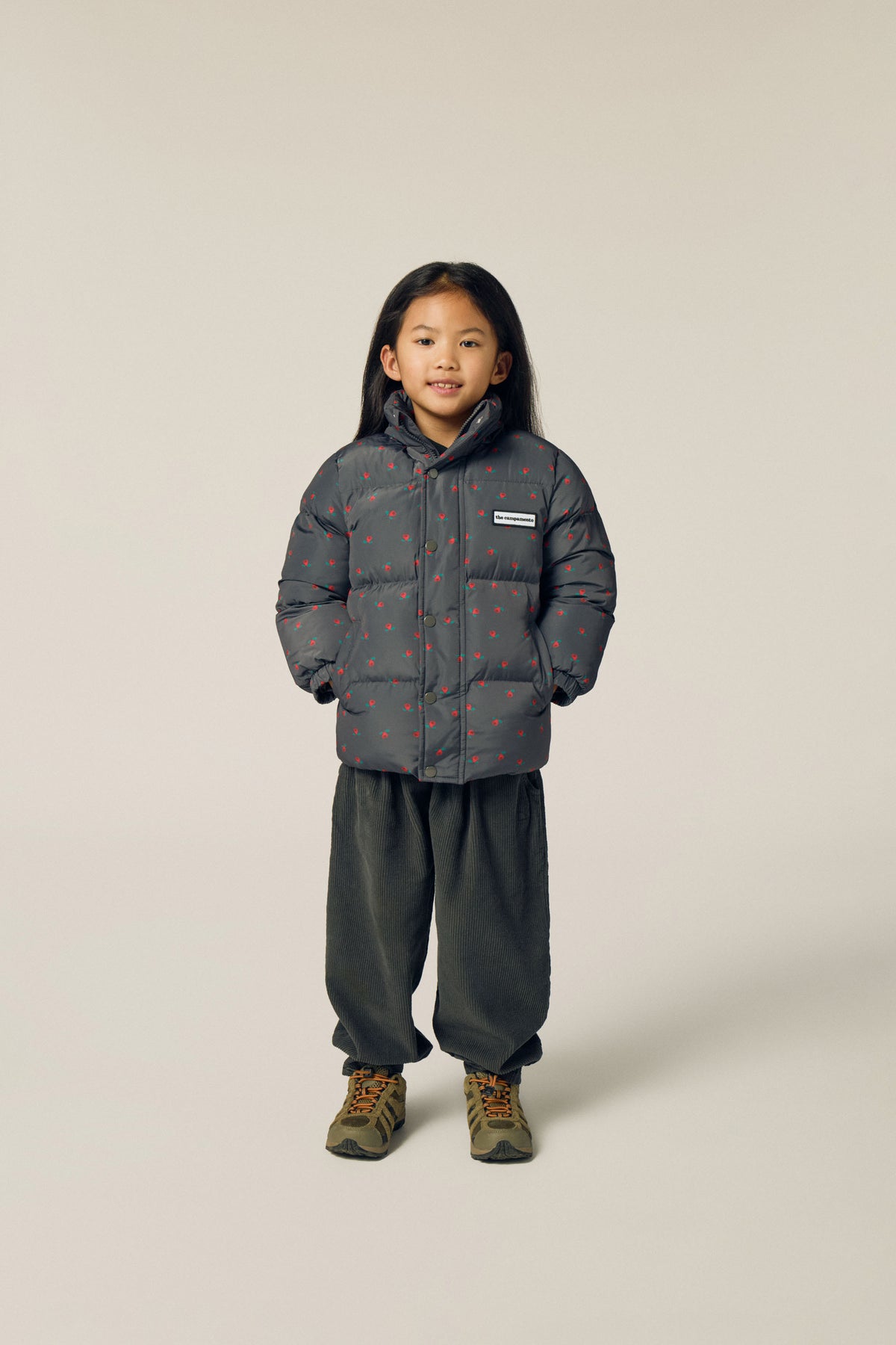 Flowers Grey Puffer Jacket