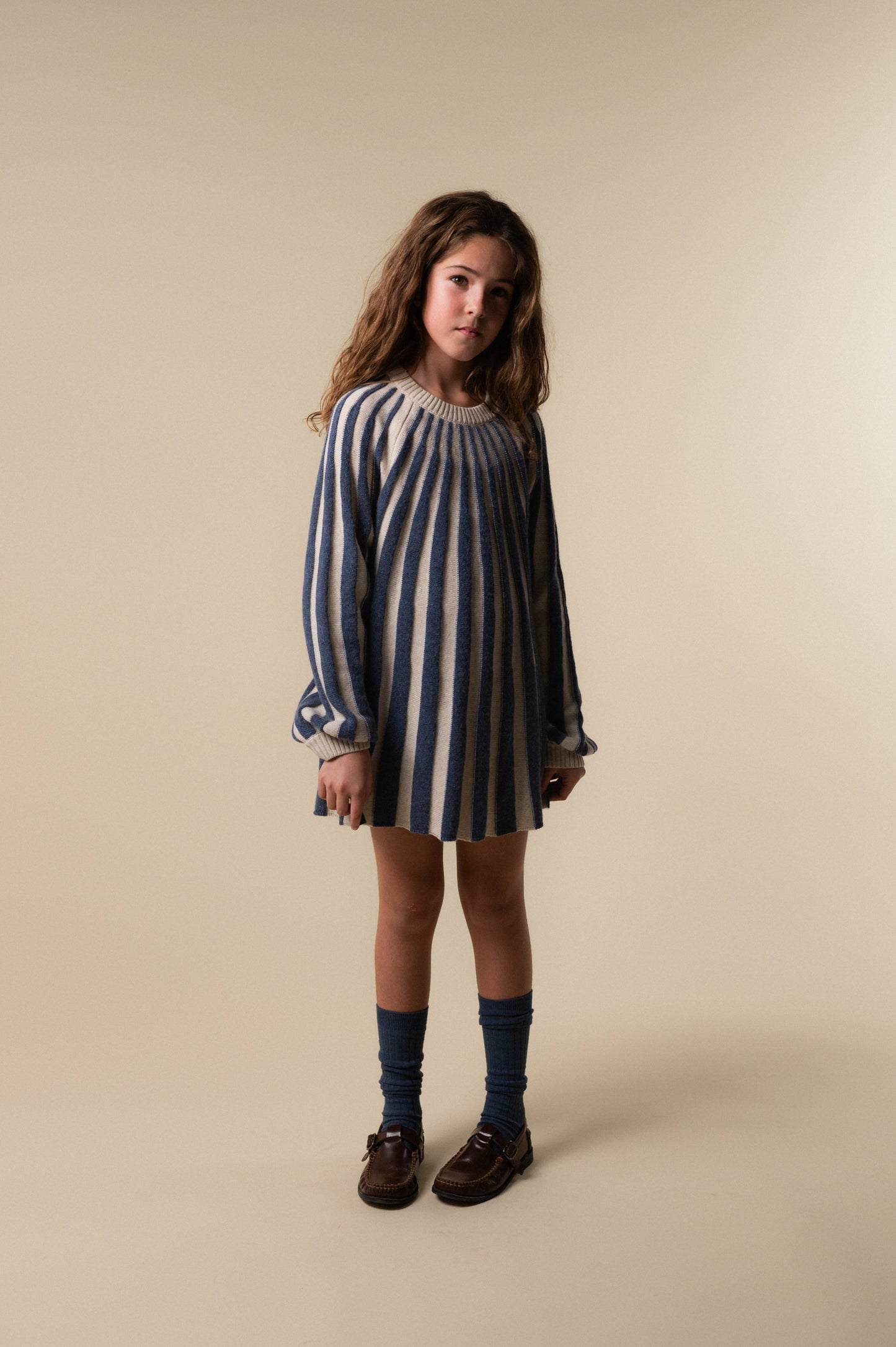 Navy stripes knit dress